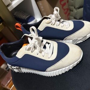 Hermes Navy and Cream Sneakers